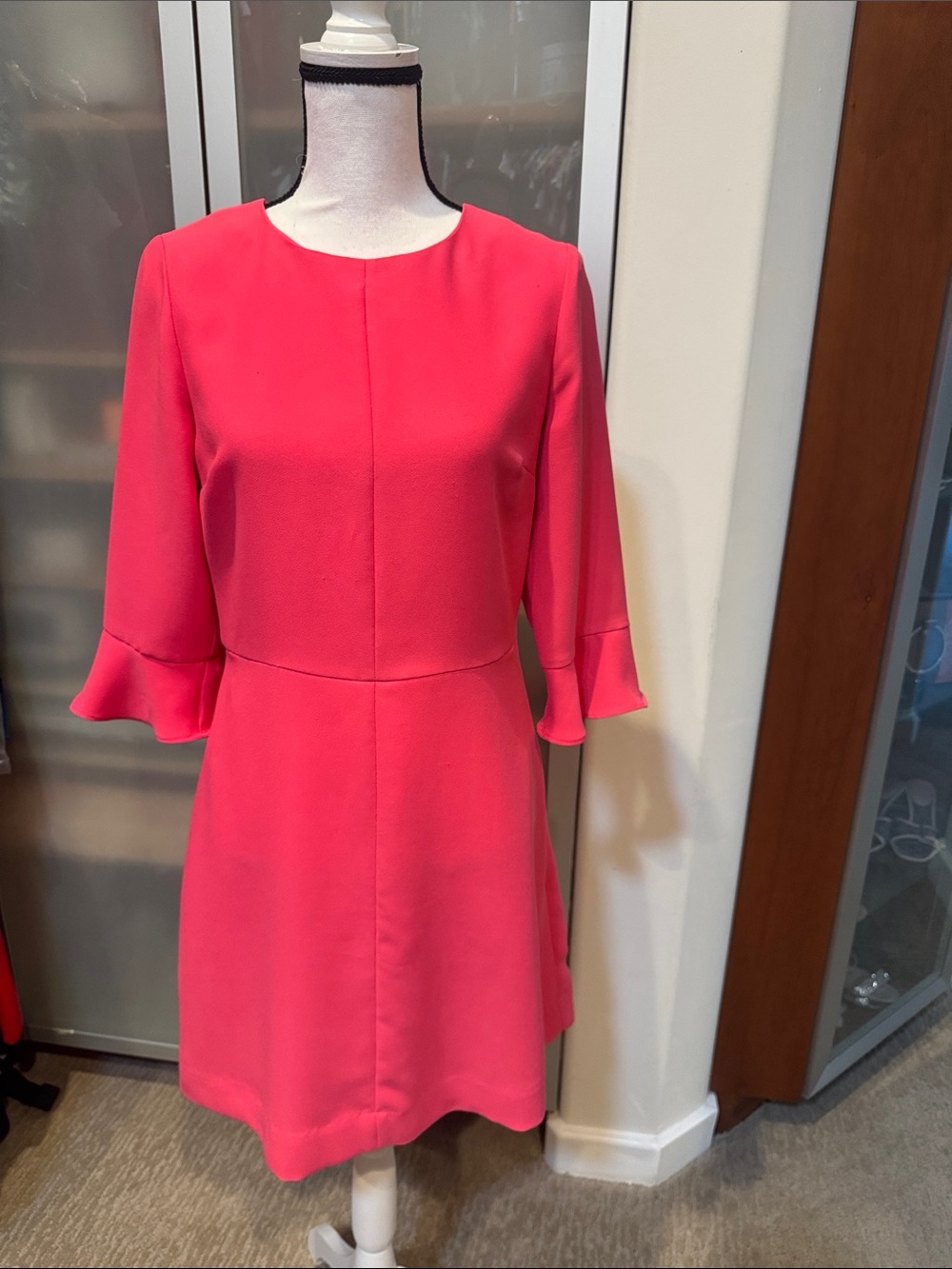 Banana Republic Coral Pink Mini Dress with Ruffle Sleeves